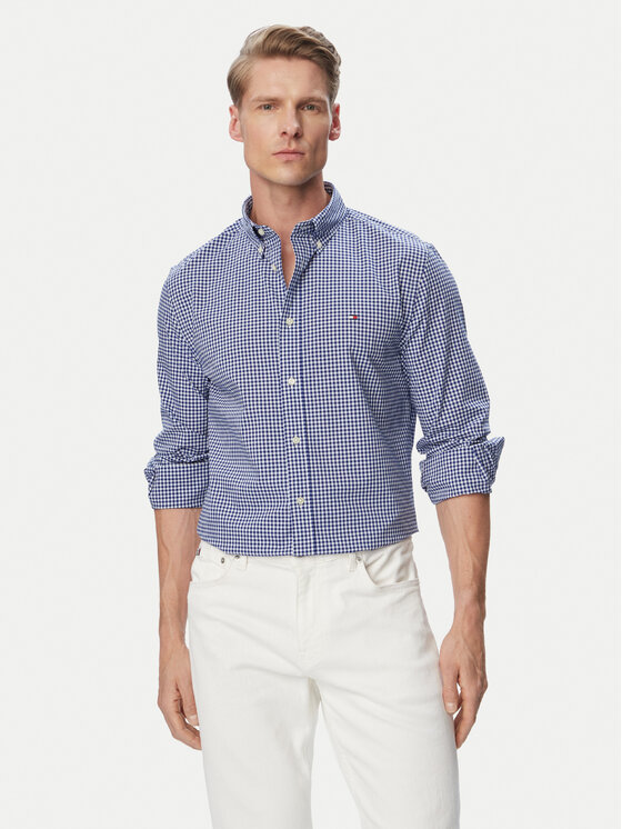 Tommy Hilfiger Cămașă Gingham MW0MW43319 Albastru Regular Fit