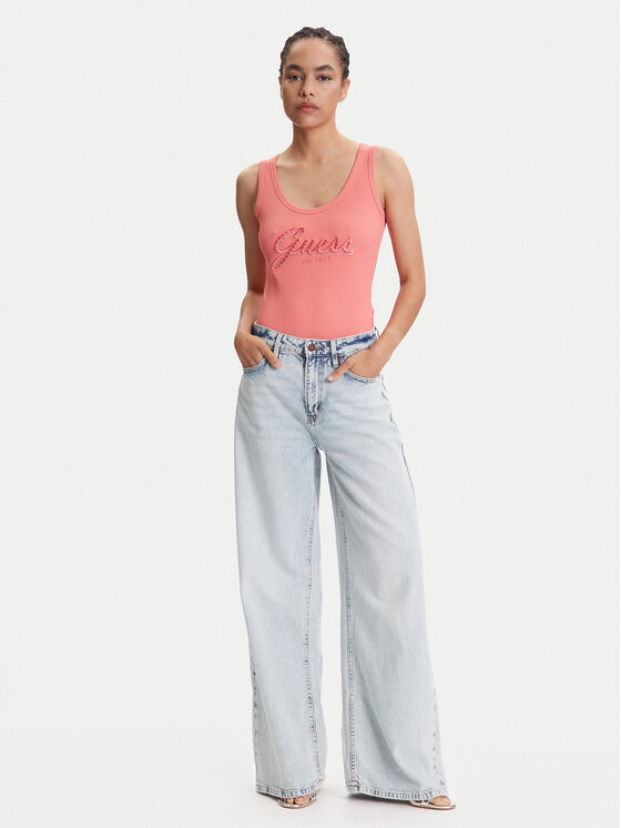 Guess Guess топ W5YP00 KCXJ2 Розов Regular Fit