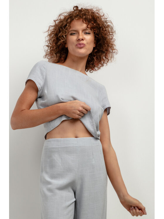 Tessita Tessita Spodnie materiałowe SPODNIE_T406_2_XXL Szary Classic Fit
