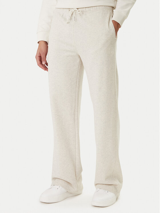 Calvin Klein Jeans Pantaloni trening Embossed Monologo LV047F206G Bej Wide Leg