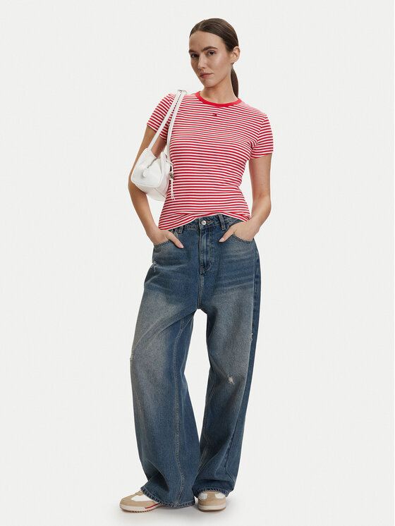 Tommy Jeans Tommy Jeans Marškinėliai DW0DW17383 Raudona Slim Fit