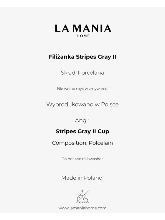 La Mania La Mania Filiżanka ze spodkiem Stripes Szary