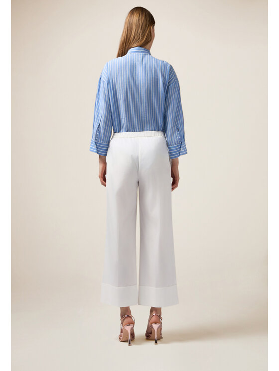 Oltre Oltre Spodnie materiałowe P065R008589N011 Biały Baggy Fit