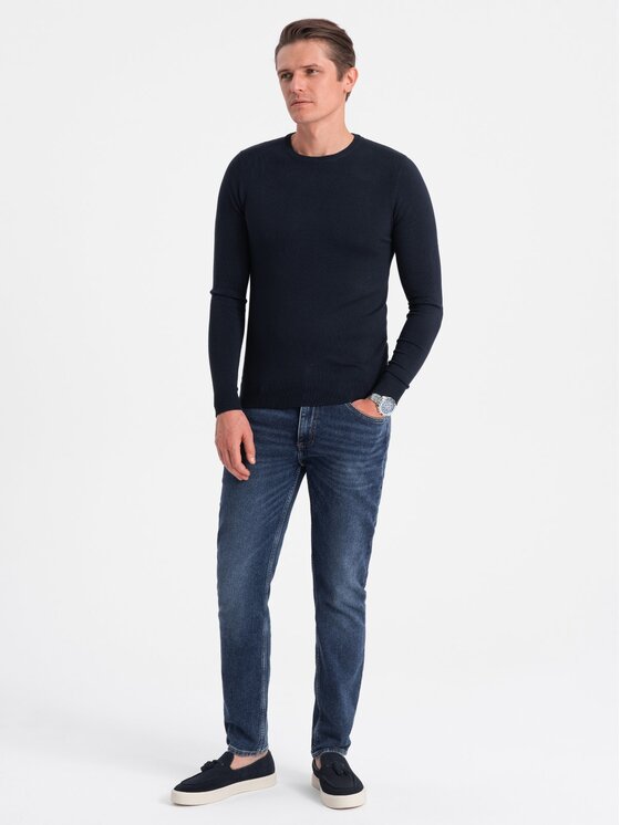 Ombre Ombre Svetr OM-SWBS-0106 Tmavomodrá Regular Fit