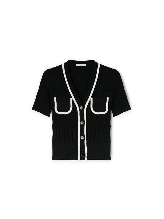 Motivi Motivi Cardigan M276W003354N0Z3 Nero Slim Fit