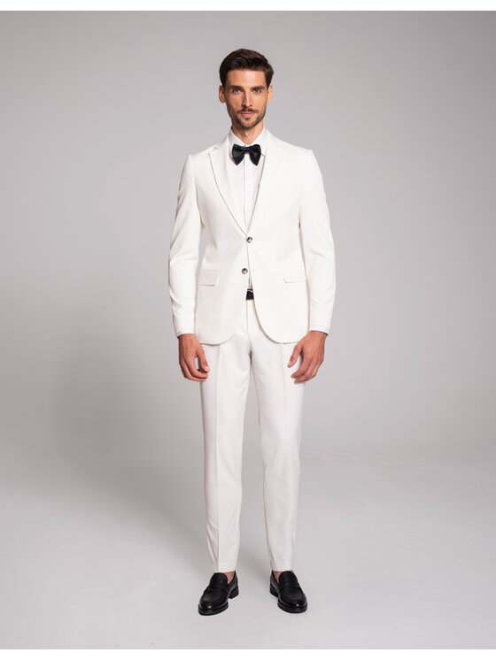 Borgio Borgio Marynarka lido_01_biala Biały Slim Fit