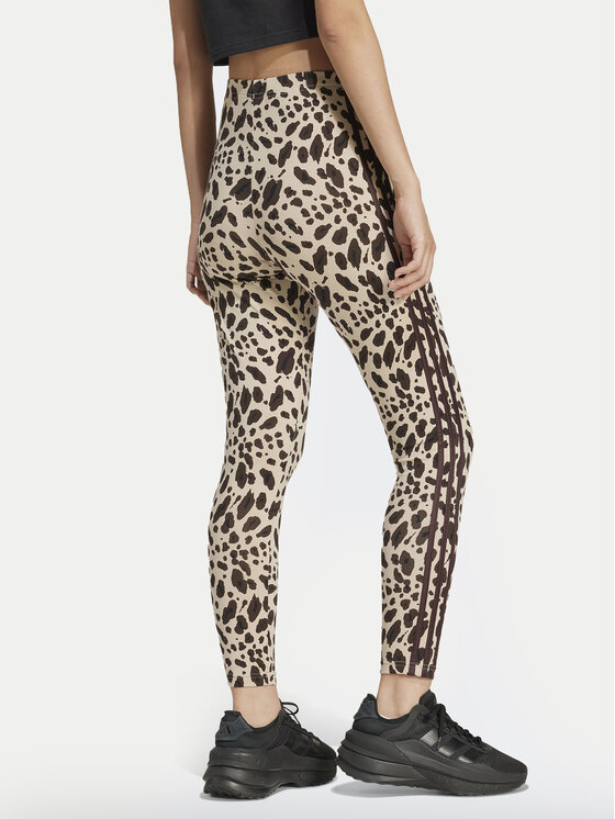 adidas adidas Legíny Essentials 3-Stripes Animal Print IX3722 Hnedá Slim Fit