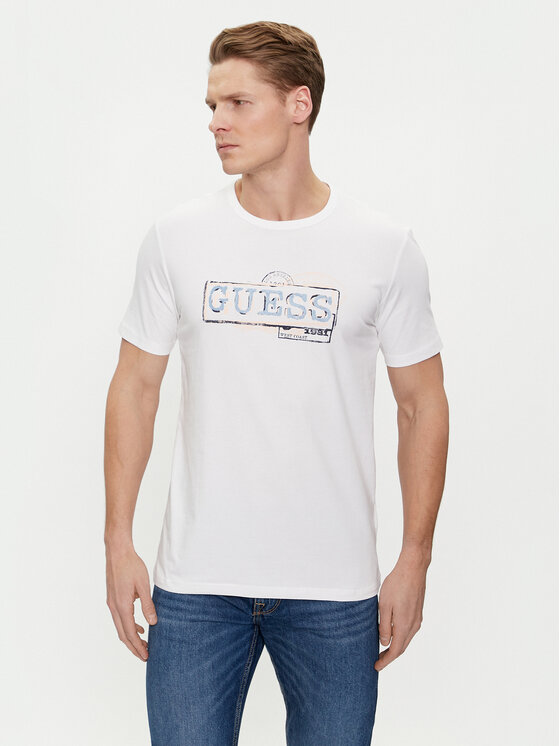 Guess Majica M4GI26 J1314 Bela Slim Fit