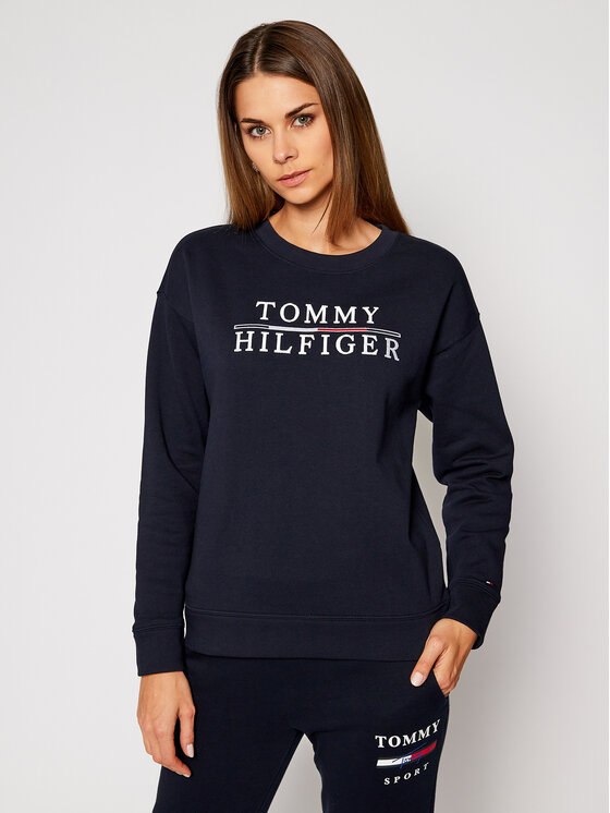 TOMMY HILFIGER Bluza Logo Embroidery WW0WW29246 Granatowy Relaxed Fit