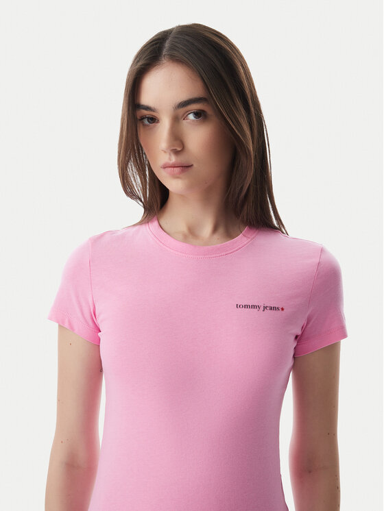 Tommy Jeans Tommy Jeans T-shirt Ess Logo DW0DW23479 Svijetlo roza Slim Fit