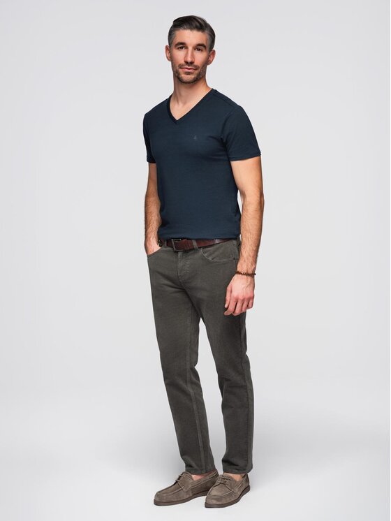 Ombre Ombre T-Shirt OM-TSCT-0106 Granatowy Slim Fit