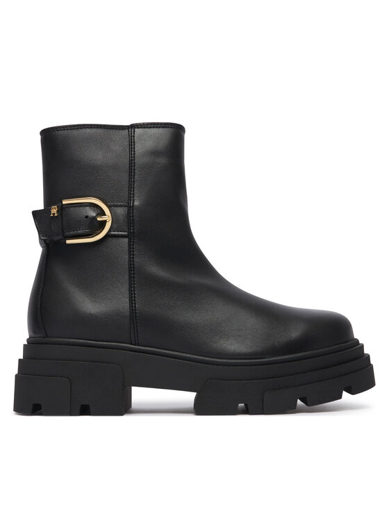 Tommy Hilfiger Tommy Hilfiger Stivaletti Leather Chunky Th Buckled Boot FW0FW09549 Nero