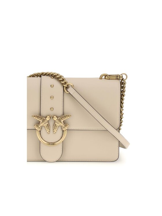 PINKO PINKO Torebka Beige Calf Leather Bos Taurus Shoulder Beżowy