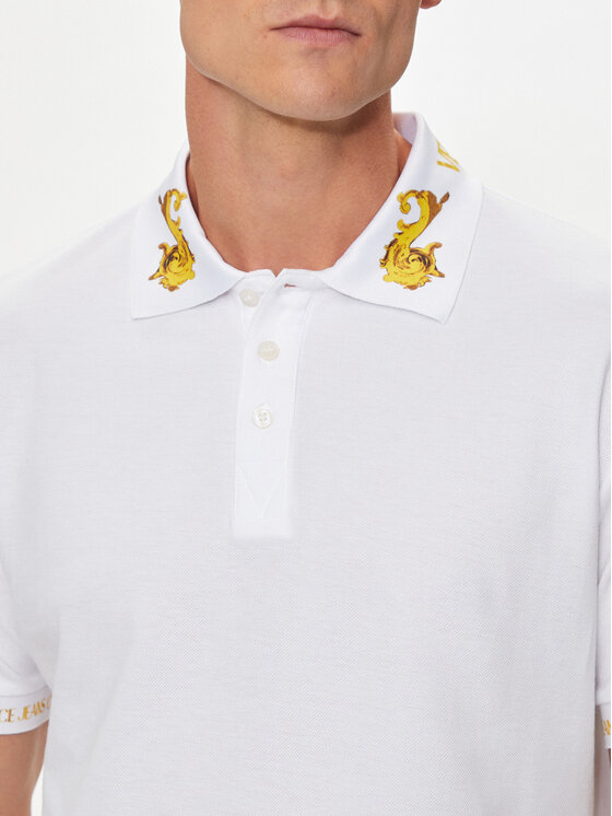 Versace Jeans Couture Versace Jeans Couture Тениска с яка и копчета 76GAGT00 Бял Regular Fit