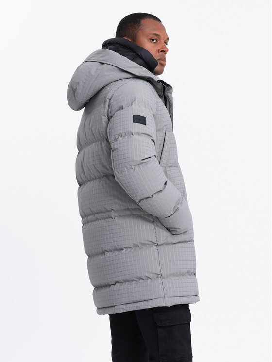 Ombre Ombre Parka OM-JALJ-0201 Szary Regular Fit