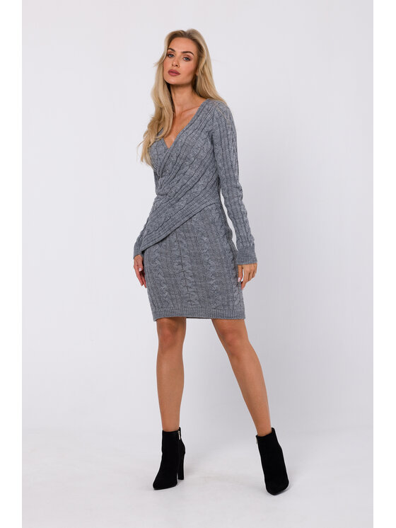 Made of Emotion Made of Emotion Úpletové šaty M773 Sivá Modern Fit