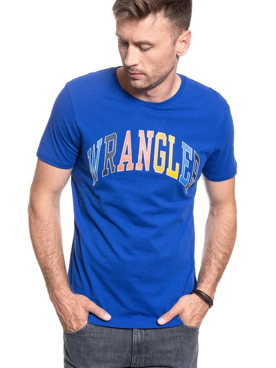 Wrangler Wrangler T-shirt SS RAINBOW TEE Blu Regular Fit