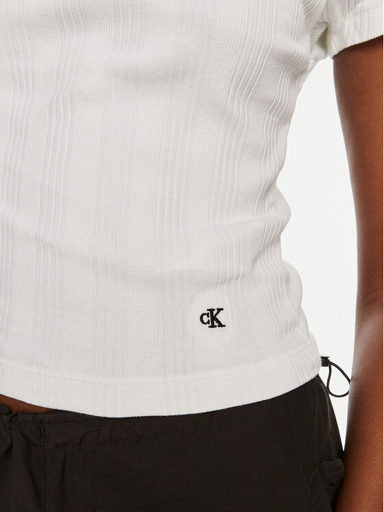 Calvin Klein Jeans Calvin Klein Jeans Blúzka Variegated J20J223564 Biela Slim Fit