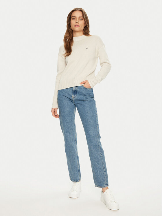 Calvin Klein Jeans Calvin Klein Jeans Sveter Monogram J20J224802 Écru Regular Fit