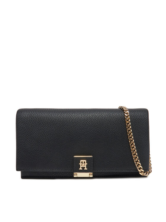 Geantă Tommy Hilfiger Th Her Flap W/Chain AW0AW17403 Negru