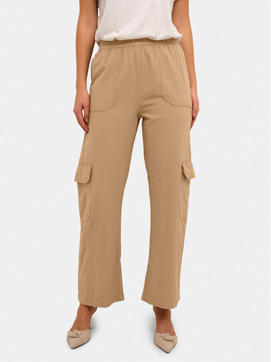 Kaffe Kaffe Текстилни панталони Naya 10508358 Бежов Regular Fit
