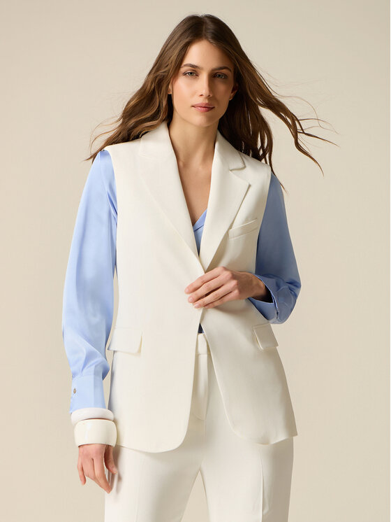 Oltre Oltre Gilet L036R000048N021 Bianco Slim Fit