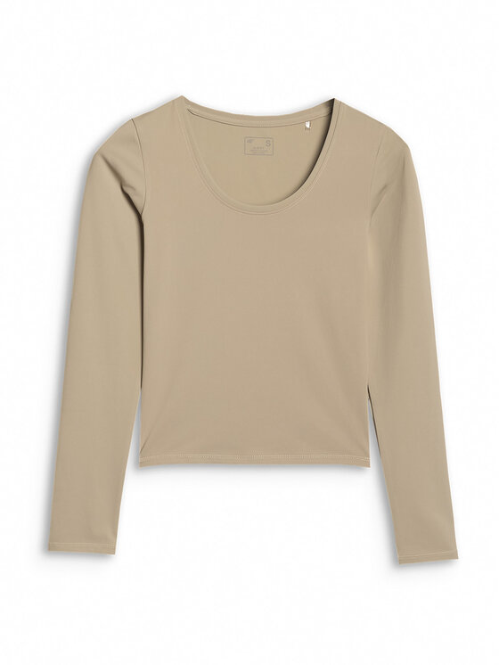 4F 4F Longsleeve INFLUENCER Beżowy Slim Fit