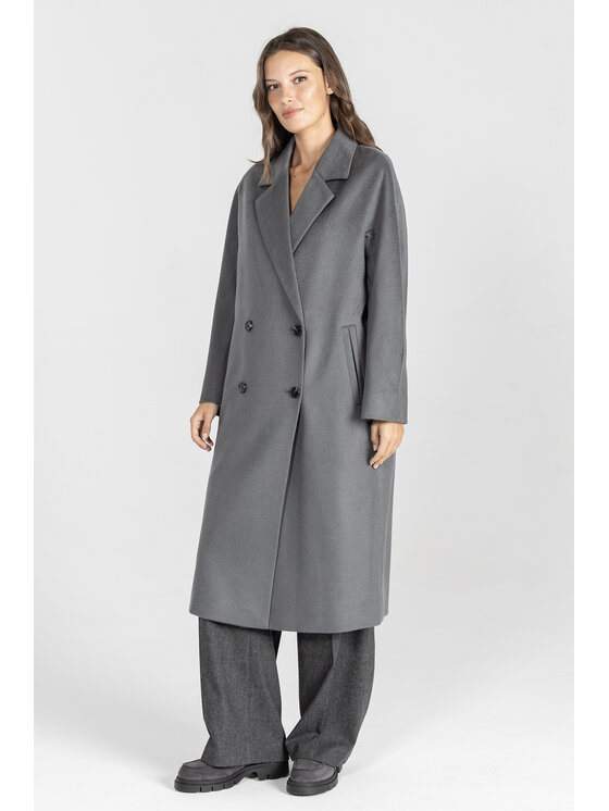 Deni Cler Milano Deni Cler Milano Płaszcz T-DC-8055-E5-85-88-1 Szary Loose Fit