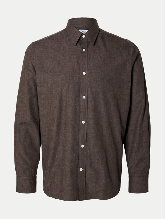 Selected Homme Selected Homme Koszula 16094903 Brązowy Slim Fit