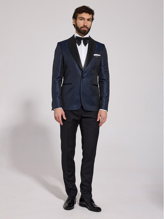 VILLARO VILLARO Marynarka SMOMAR040 Granatowy Slim Fit