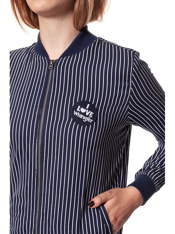 Wrangler Wrangler Kurtka damska STRIPES BOMBER Biały Regular Fit