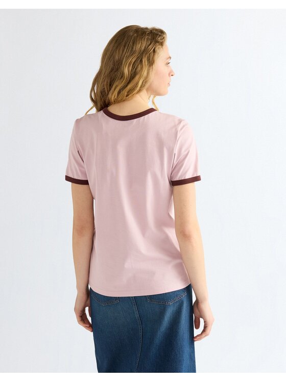 Wrangler Wrangler T-Shirt RINGER TEE Różowy Slim Fit