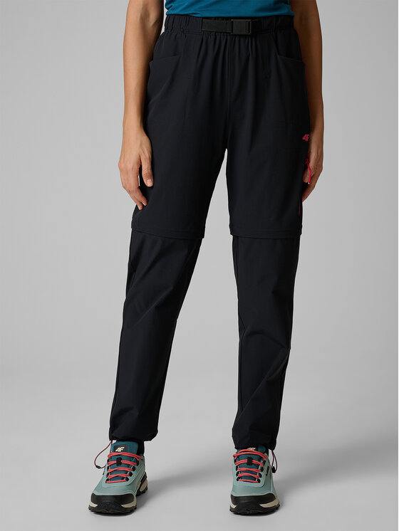 4F 4F Spodnie outdoor TREKKING Czarny Regular Fit
