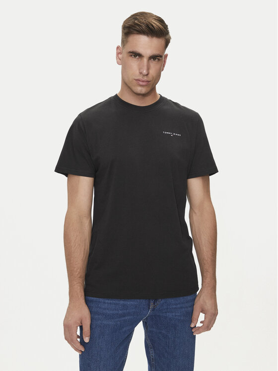 Tommy Jeans Tommy Jeans Póló Linear Chest DM0DM18555 Fekete Slim Fit