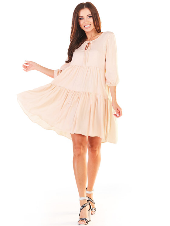 Awama Awama Sukienka letnia A359 Beżowy Basic Fit