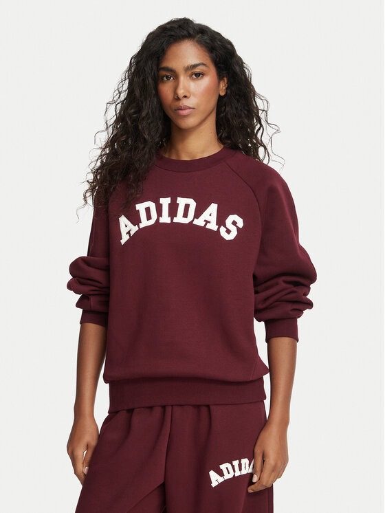 adidas Hanorac Adidas Damskie 3-Stripes Crew KU0327 Vișiniu Loose Fit