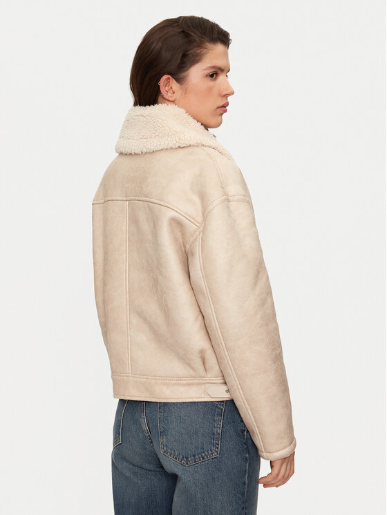 Vila Vila Яке от имитация на кожа Risi 14098061 Бежов Regular Fit