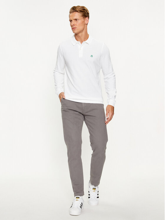 United Colors Of Benetton United Colors Of Benetton Тениска с яка и копчета 3089J3204 Бял Regular Fit