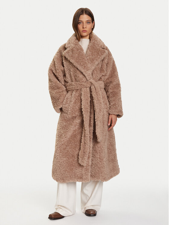 Eleh Eleh Cappotto in shearling EFW250251 Beige Regular Fit