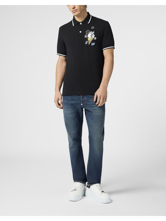 PHILIPP PLEIN PHILIPP PLEIN Polo 30559 Czarny Slim Fit