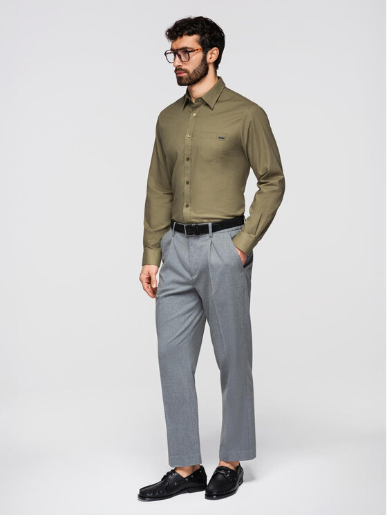 Ombre Ombre Koszula K695 Zielony Regular Fit