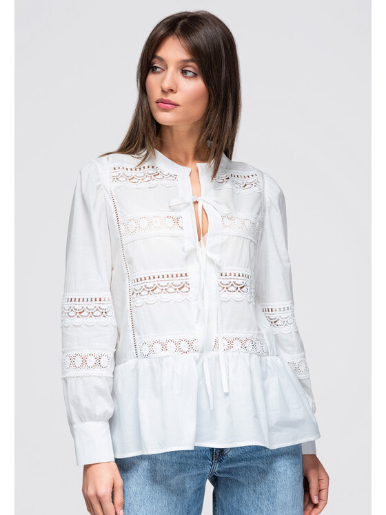 Ombre Ombre Koszula OW-SH-E0045 Biały Loose Fit