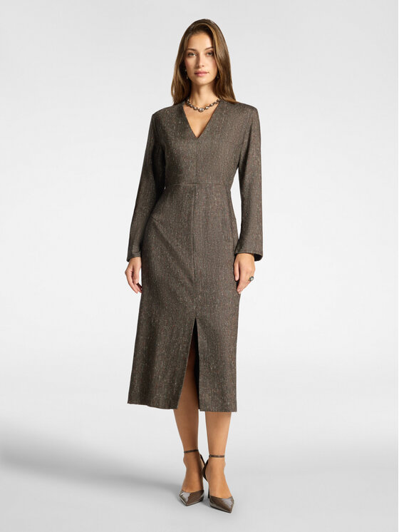 Elena Mirò Elena Mirò Sukienka koktajlowa 7047P000371N001 Brązowy Slim Fit