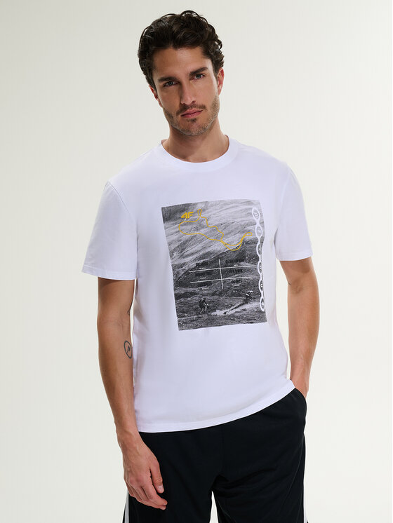 4F 4F T-Shirt WHEEL & WAVE Biały Regular Fit