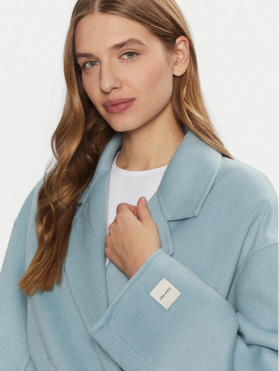 Calvin Klein Calvin Klein Płaszcz wełniany K20K207813 Błękitny Regular Fit