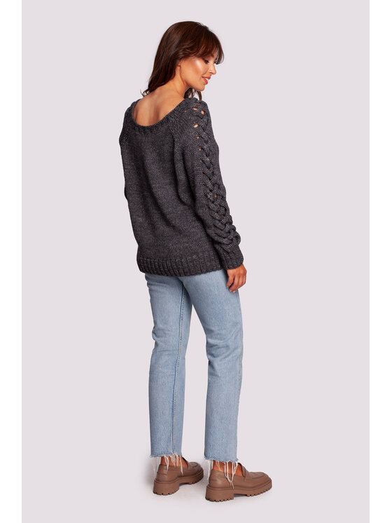 BeWear BeWear Sweter BK090 Szary Comfortable Fit