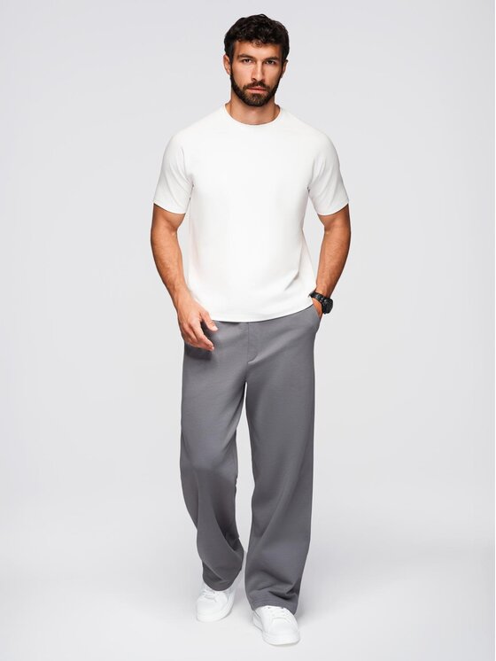 Ombre Ombre T-Shirt OM-TSCT-0240 Biały Comfortable Fit
