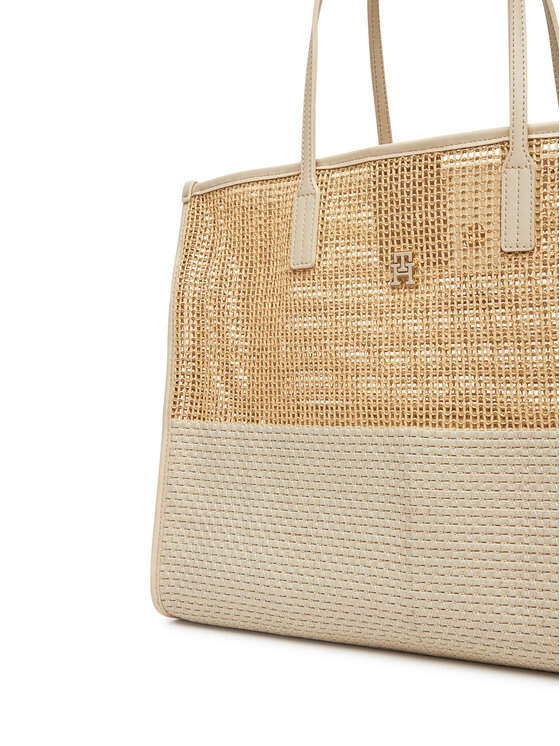 Tommy Hilfiger Tommy Hilfiger Τσάντα Th City Summer Tote Woven AW0AW17640 Μπεζ
