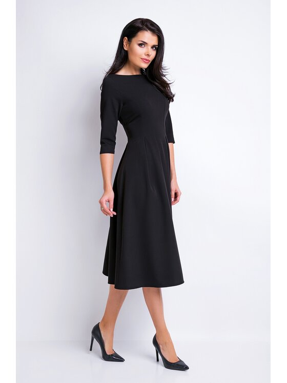 Awama Awama Každodenné šaty A159 Čierna Basic Fit