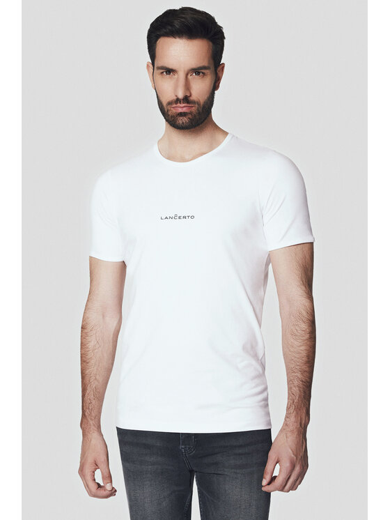 Lancerto Lancerto T-Shirt Calum TS073124000013 Biały Regular Fit